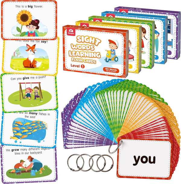 Coogam Sight Words Educational Flashcards - 220 Dolch Sightwords Game with Pictures