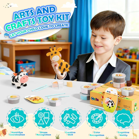 '-12 Set,Ultra Air Dry Clay Kits Boxes Modeling Magic Clay for Kids,Animal Theme Molding Clay Art Crafts DIY Light