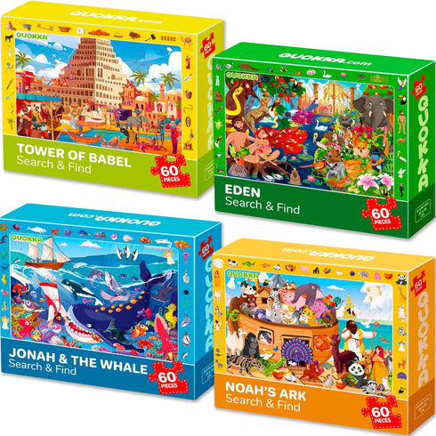 QUOKKA 60 Piece Kids Puzzles Ages 5-8 - Set of 4 Bible