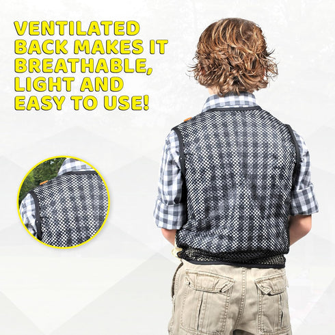 Nature Bound Cargo Vest for Kids - Zipper, 4 Pockets, Durable Stitching