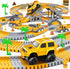 253 PCS Construction Race Tracks Toy for 3-8 Year Olds, 5 PCS Truck Car and Flexible Track Play Set