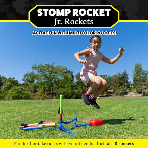 8 Set 100 3 Stomp Rocket Jr Multi-Color Rocket Launcher for Kids, Rockets - Fun Outdoor Kids Gifts for Boys & Girls