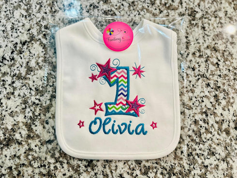Personalized First Birthday Bib for Baby Girls