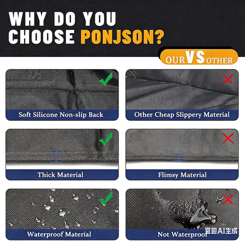 Ponjson Pockets-2 Pack Car Seat Protector, Auto Car Leather Seats Waterproof Thick Padding&Non-Slip Seat Cover Pad