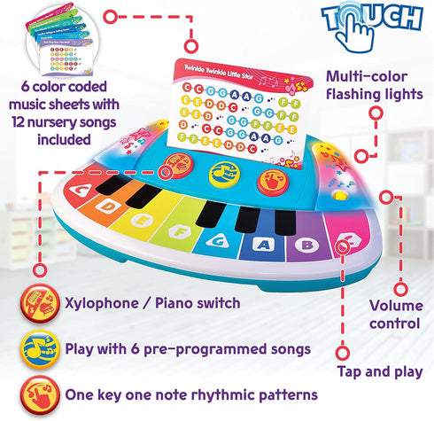 Magic Touch Baby Piano, Toddler Music Toy with Touch Sensor, Switch between Piano and Xylophone for Kids