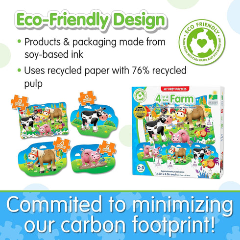 The Learning Journey My First Puzzle Sets - 4-In-A-Box Farm-Themed Educational Toddler Toys