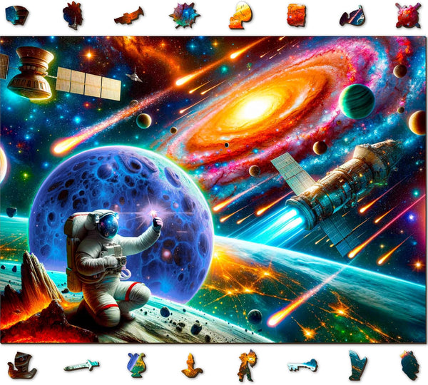 WOODEN.CITY Cosmic Exploration Wooden Space Puzzle 1000 Piece - 21.25 x 15.5