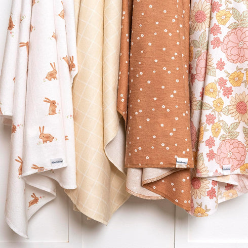 Gerber Unisex Baby 100% Cotton Flannel Receiving Blankets 30x30 Inches (Pack of 4), Retro Floral, One Size by Gerber