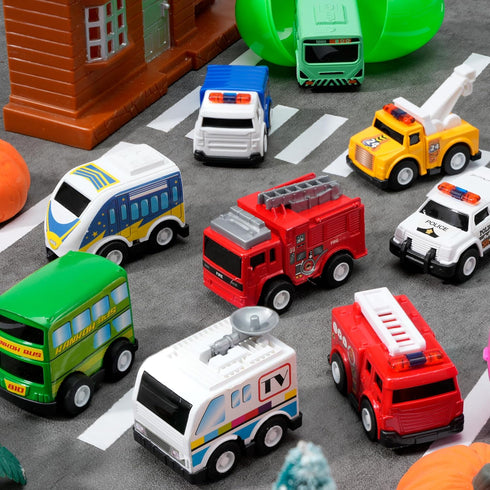 12 JOYIN Pcs Prefilled Easter Eggs with Toys, Plastic Eggs with Alloy Pull Back Cars, Easter Basket Stuffers, Party