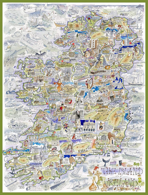 1000 Piece Jigsaw Puzzle - Comical Map of Ireland Artwork by Tim Bulmer - Funny Jigsaw Puzzles for Adults