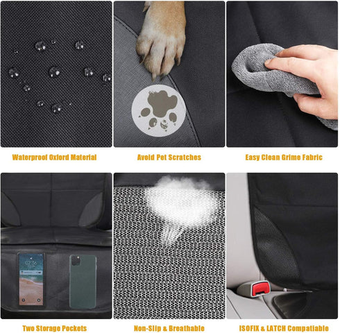 Ponjson Pockets-2 Pack Car Seat Protector, Auto Car Leather Seats Waterproof Thick Padding&Non-Slip Seat Cover Pad