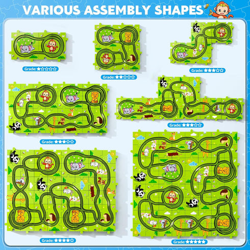 Beby Buty 64PCS Set 3-5 4-6, 3 4 5 3 4 5 6 Puzzle Race Track Car for Kids Boys, Floor Puzzle Tracks Car Toys for Boys