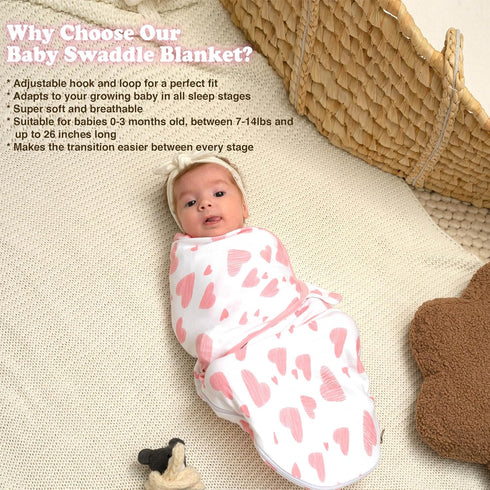 0-3 100% (3-Pack) Bublo Baby Newborn Swaddle Blanket for Month, Swaddles for Newborns Baby Girls Boys, Organic Cotton