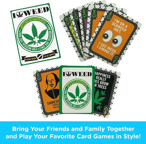 AQUARIUS Weed Playing Cards - Weed Themed Deck of Cards for Your Favorite Card Games - Weed Merchandise & Collectibles - Poker Size with Linen Finish