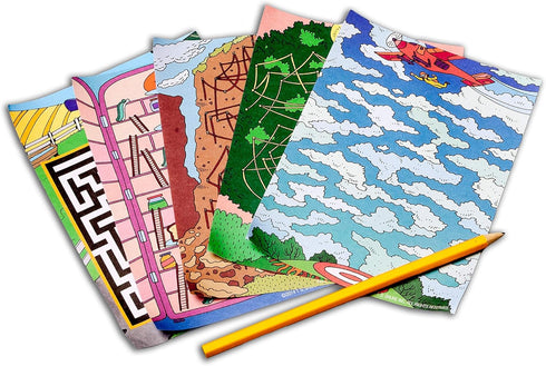 Bendon TS Shure Travel Games Mazes Mini Activity Tin, 20 Illustrated Activity Sheets and Pencil