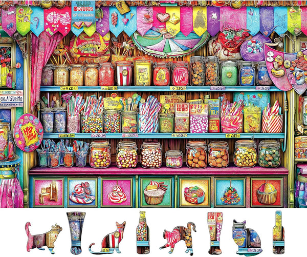 Blueforest Candy Shop 500 Piece Puzzles for Adults - Vibrant Sweets Store