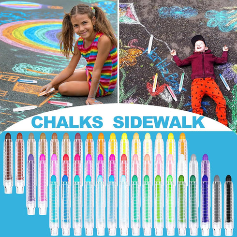 ZHBDMGK 48 Sidewalk Chalk for Kids, Colors Dustless Washable Toddlers Chalk with Plastics Holder for Blackboard Drawing