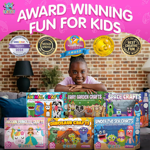 20 3-10 Craftikit Award-Winning Dinosaur Crafts for Kids - All-Inclusive Fun Dinosaur Crafts for Kids Ages - Organized