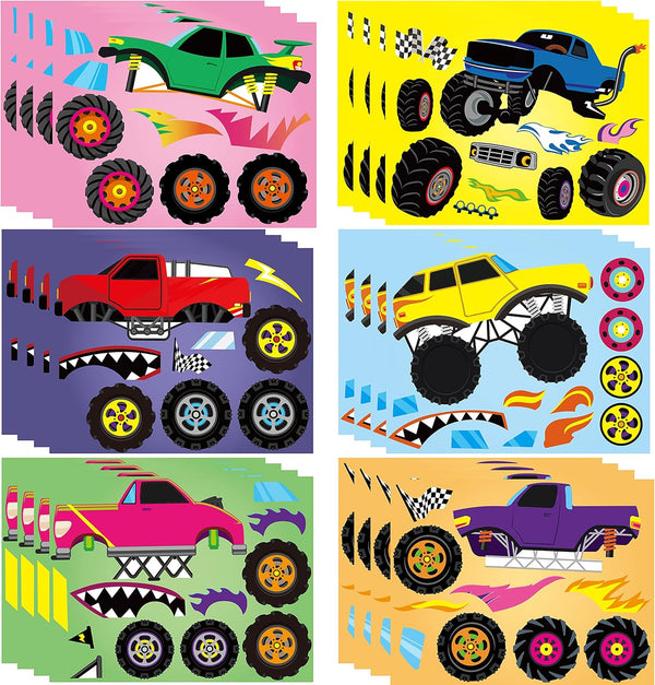 Haooryx 24pcs Monster Truck Stickers, PVC Paper, Multicolor for Party Decorations and Art Craft Activities