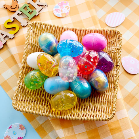 16 JOYIN Pcs Prefilled Easter Eggs with Crystal, Galaxy, Slime and Confetti Stress Relief for Kids Easter Party Favors