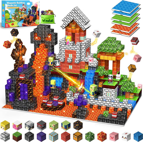 Windidi 150PCS Magnetic Building Blocks - 6 Big Magnetic Base Building STEM Toys,