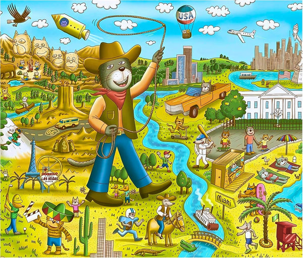 Pawsome America! 1000 Piece Puzzle for Adults, Family and Kids - 20x30 Inch HD Puzzles with Silky Matte Finish