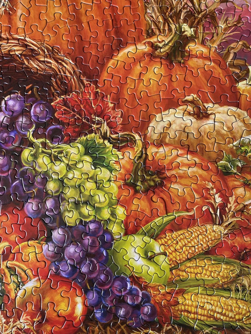 Springbok Harvest Cornucopia 500 Piece Jigsaw Puzzle with Colorful Thanksgiving Illustration