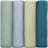 Pack 4 Comfy Cubs Muslin Fitted Crib Sheet and Swaddle Blankets Bundled