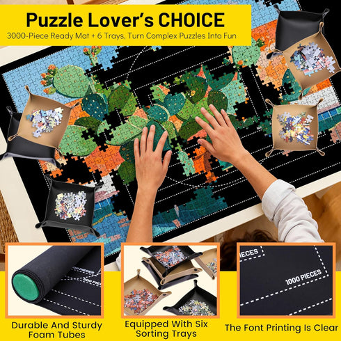 53 35 3000 6 Pohxev Jigsaw Puzzle Mat Roll Up, Saver Pad x Non-Slip Rubber Bottom & Smooth Top Portable Keeper Up