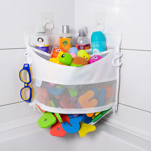 Comfylife Mesh Bath Toy Holder Organizer - Perfect Corner Bathtub Toy Storage & Bathroom Caddy for Kids & Toddlers