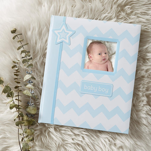Lil' Peach First 5 Years Baby Memory Book, Chevron Keepsake Journal Scrapbook, 46 Fill In Pages, Gift for New Parents,