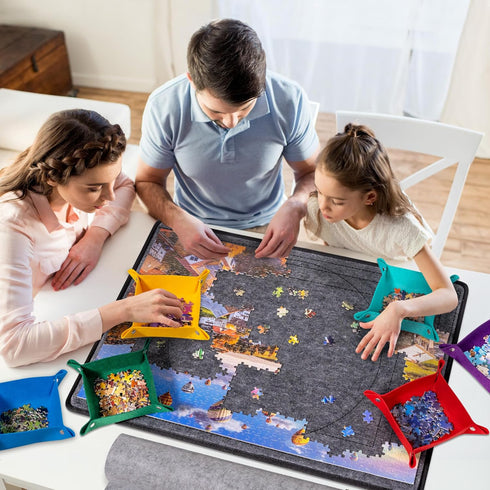 1000 6 1000 Becko US Piece Jigsaw Puzzle Board with Sorting Trays & Felt Cover, Foldable Puzzle Mat with Auxiliary