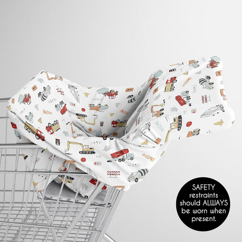Sweet Jojo Designs Red and Blue Construction Truck Boy Infant Baby Car Seat Cover Nursing Breastfeeding Shopping Cart