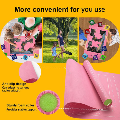 Napzy 1500 8 Puzzle Mat Roll Up for Pieces with Sorting Trays, Portable Puzzle Board Storage Organizer, Non-Slip Mat