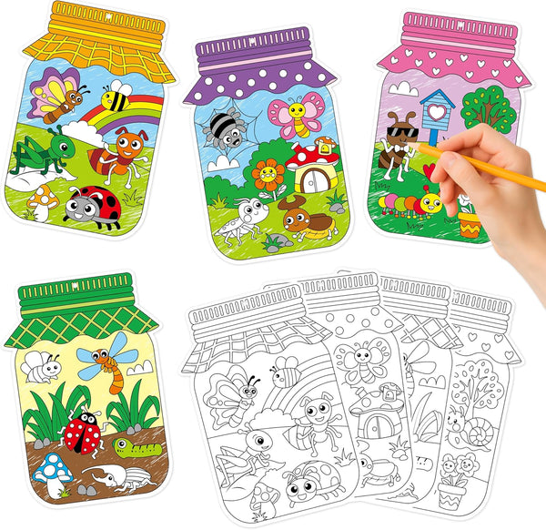 CY2SIDE Spring Bugs Jar Coloring Kit - 80PCS Color Your Own Bug