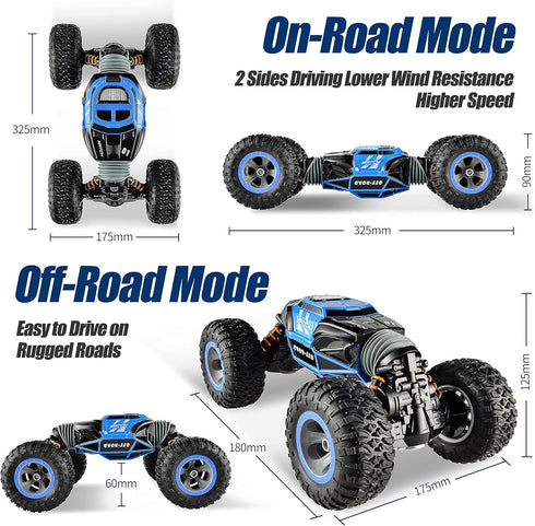 BEZGAR TD141 RC Cars, 1:14 Scale Remote Control Car, 4WD Transform 15 KMH All Terrains Crawler RC Stunt Car for Boys