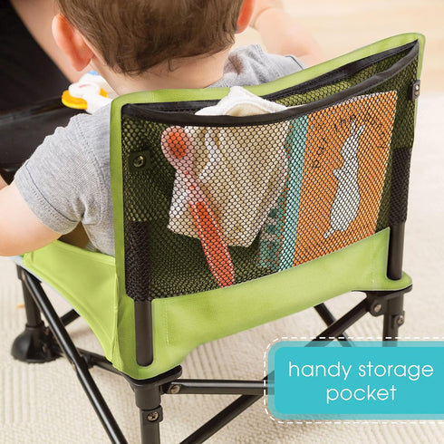 Summer 6 3 by Bright Starts Pop 'N Sit Portable Booster Chair, Floor Seat, Indoor/Outdoor Use, Compact Fold, Green, Mos