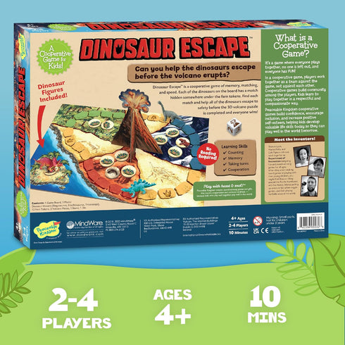 Peaceable Kingdom Dinosaur Escape Cooperative Memory Game of Logic and Luck for 2-4 Kids Ages 4+