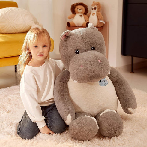 IKASA Giant Hippo Stuffed Animal - 30" Jumbo Plush Toy for Kids, Boys & Girls (Gray)