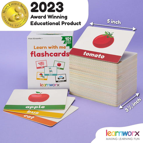 101 1-3 LearnWorx Baby Flash Cards for Toddlers | Award Winning First Words Toddler Flash Cards | Speech Toys Help