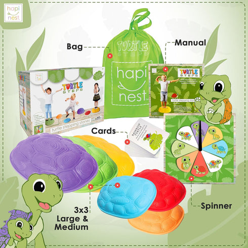 Hapinest Turtle Balance Stepping Stones for Kids, Indoor Outdoor Obstacle Course Coordination Game, Sensory Play