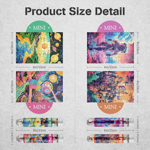 MISITU Small Jigsaw Puzzles for Adults, 150 Pieces Mini Puzzles, Astronauts Art Puzzles, Travel Puzzles, 4 Packs