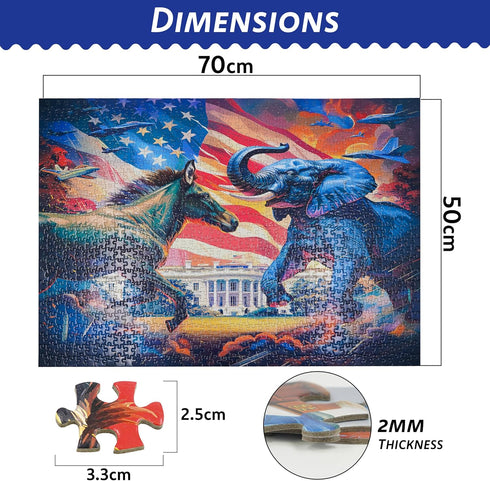 PuzzWiz 1000 1000 1000 Jigsaw Puzzles Pieces Democrat vs Republican Piece Puzzle Jigsaw Imrpove Mood & Memory, Mind