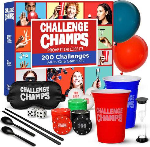 Challenge Champs Action Party Game 200 Skill Challenges for Team Building, Family Game Night