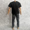 1/6 Custom Scale Clothes T-Shirt + Jean Trousers for 12" Male Action Figure Doll Clothes Toy in Black