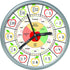 Educational Silent Movement Wall Clock for Teacher's Classrooms and Kid's Bedrooms (Silver/Multicolor Apple)