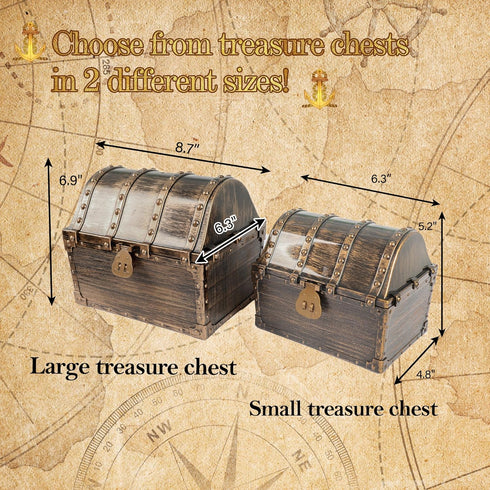 Lingway Toys Kids Pirate Treasure Chest, Teacher's Favorite Storage Box with 2 Sets of Locks and Keys (Vintage Bronze)