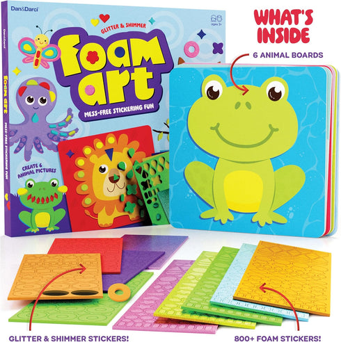3-5 4-6 3 4 5 6 4 Dan&Darci Foam Sticker Art Craft for Kids - Toddler Arts & Crafts for Ages - Boys Birthday Gift - DIY