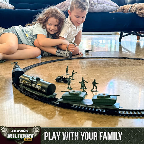 Set 4-8 2-4 USA Electric Express Train for Kids Ages - Military Toy Polar Train Model with Helicopter, Tank, Soldiers