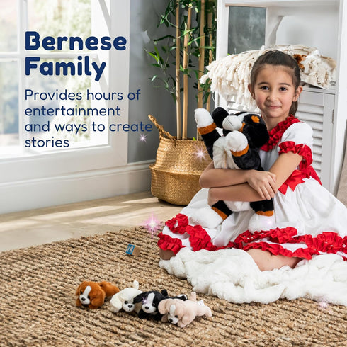 Mommy 4 Tummy 3 5" 10" 8" PixieCrush Dog Stuffed Animals - Bernese with Puppies in Her - Huggable and Fluffy Dog